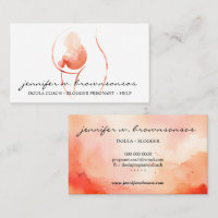 Orange Doula Birth Watercolor Schwangere Neugebore