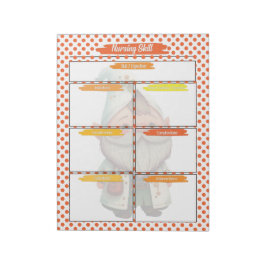 Orange Dr. Gnome Nursing Student Skills Template Notizblock