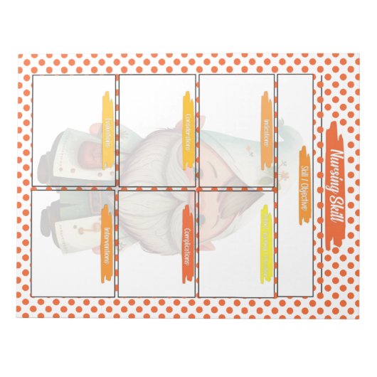 Orange Dr. Gnome Nursing Student Skills Template Notizblock (Vorderseite)