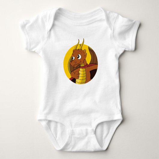 Orange Dragon Cartoon Baby Bodysuit Baby Strampler (Vorderseite)