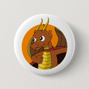 Orange Dragon Cartoon Button