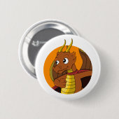 Orange Dragon Cartoon Button (Vorne & Hinten)