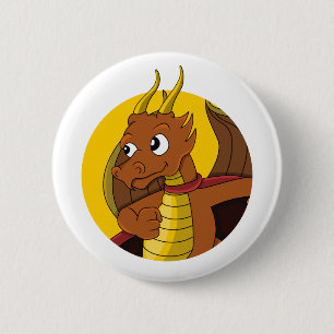 Orange Dragon Cartoon Button