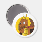 Orange Dragon Cartoon Magnet (Vorderseite/Rückseite)