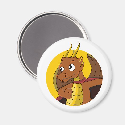 Orange Dragon Cartoon Magnet (Vorderseite/Rückseite)