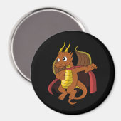 Orange Dragon Cartoon Magnet (Vorderseite/Rückseite)
