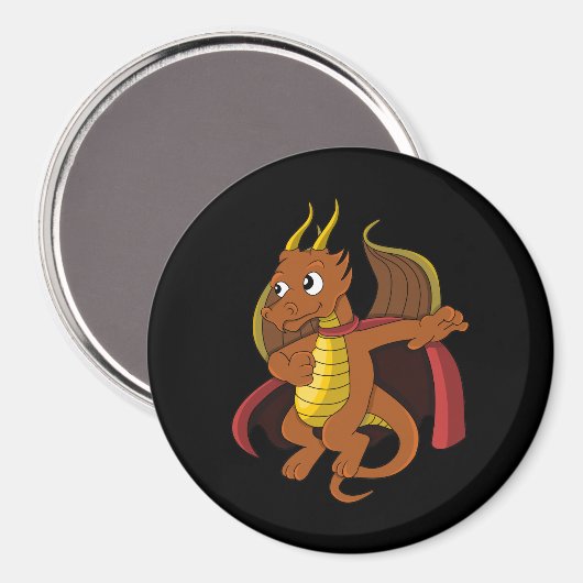 Orange Dragon Cartoon Magnet (Vorderseite/Rückseite)