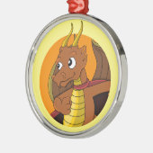 Orange Dragon Cartoon Ornament Aus Metall (Links)