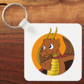Orange Dragon Cartoon Schlüsselanhänger (Vorderseite)