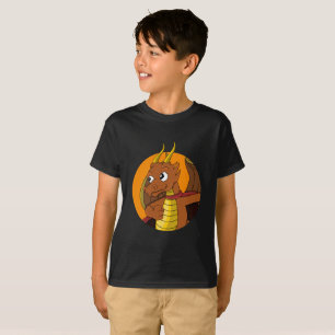 Orange Dragon Cartoon T - Shirt