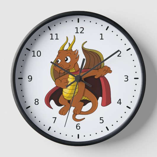Orange Dragon Cartoon Uhr (Vorderseite)