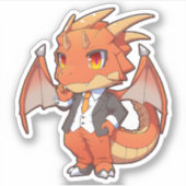 Orange Dragon in einem Anzug Aufkleber (Vorderseite)