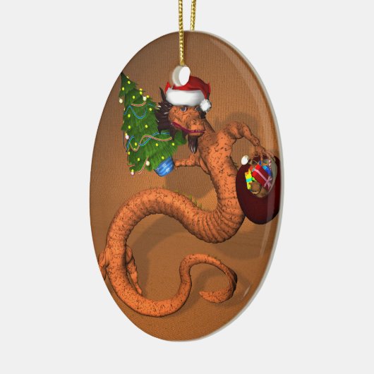 Orange Dragon Keramik Ornament (Links)