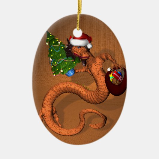 Orange Dragon Keramik Ornament (Vorne)