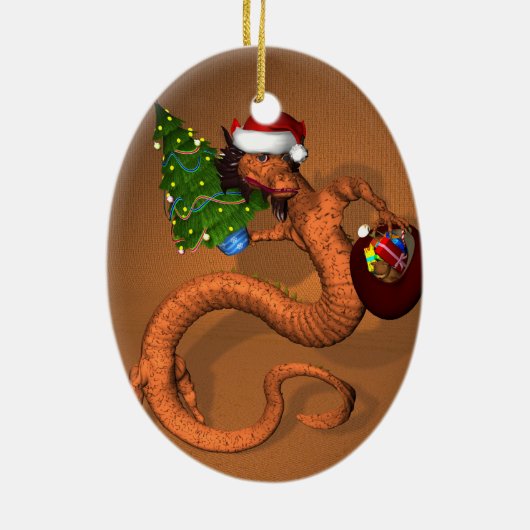 Orange Dragon Keramik Ornament (Hinten)