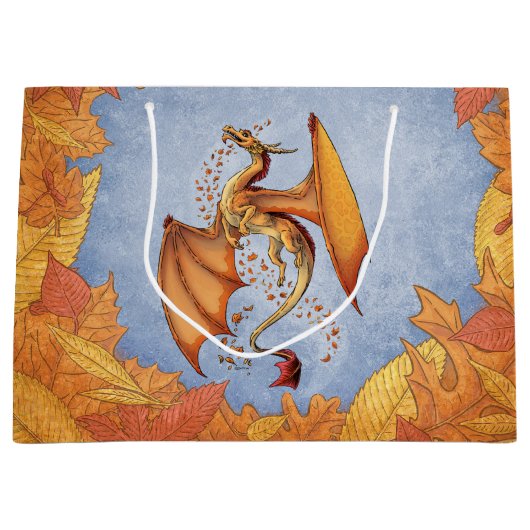 Orange Dragon of Autumn Fantasy Art Große Geschenktüte (Vorderseite)