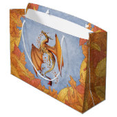 Orange Dragon of Autumn Fantasy Art Große Geschenktüte (Rückseite Schrägansicht)