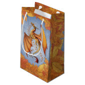 Orange Dragon of Autumn Fantasy Art Kleine Geschenktüte (Rückseite Schrägansicht)