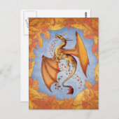 Orange Dragon of Autumn Fantasy Art Postkarte (Vorne/Hinten)