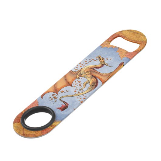 Orange Dragon of Autumn Fantasy Art Speedflaschenöffner (Rückseite Schrägansicht)