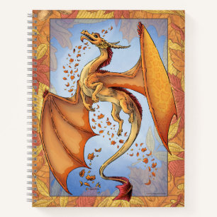 Orange "Dragon of Autumn" Herbstlaubs Fantasy Art Notizblock