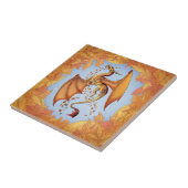 Orange Dragon of Autumn Nature Fantasy Art Fliese (Seite)