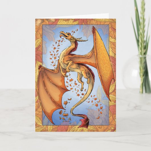 Orange Dragon of Autumn Nature Fantasy Art Karte (Vorderseite)