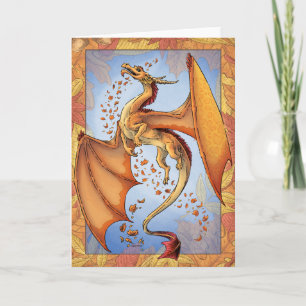 Orange Dragon of Autumn Nature Fantasy Art Karte