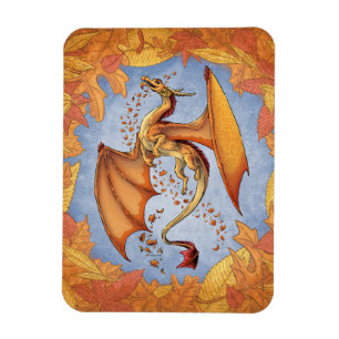 Orange Dragon of Autumn Nature Fantasy Art Magnet