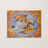 Orange Dragon of Autumn Nature Fantasy Art Puzzle (Horizontal)