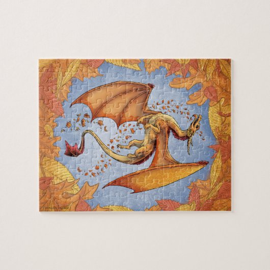Orange Dragon of Autumn Nature Fantasy Art Puzzle (Horizontal)