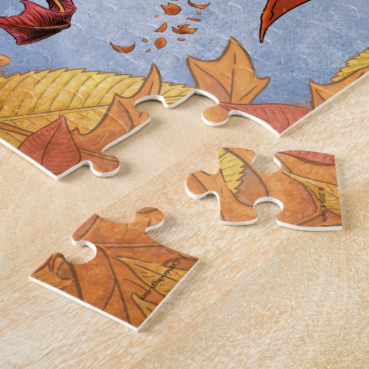 Orange Dragon of Autumn Nature Fantasy Art Puzzle (Seite)