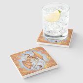 Orange Dragon of Autumn Nature Fantasy Art Steinuntersetzer (Seitenansicht)