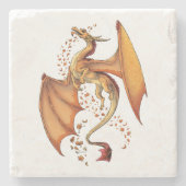 Orange Dragon of Autumn Nature Fantasy Art Steinuntersetzer (Vorderseite)
