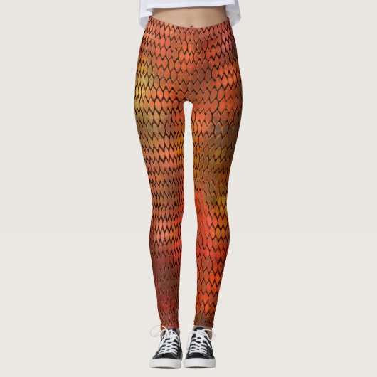 Orange Dragon Scales Leggings (Vorderseite)