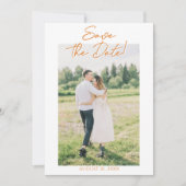 Orange Drawn Floral Garden Photo Save The Date (Vorderseite)