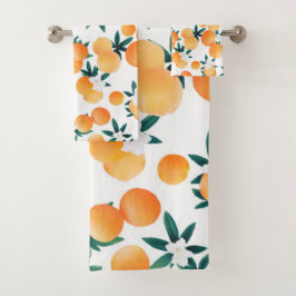 Orange Drehung Blume Vibes #6 #tropic #fruit Badhandtuch Set