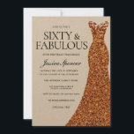Orange Dress Sixty & Fabulous 60. Geburtstagsparty Einladung<br><div class="desc">Orangefarbenes Kleid 60 & fabelhafte 60. Geburtstagsparty Einladung Variationen zur Einladung und passende Artikel in unserem Shop</div>
