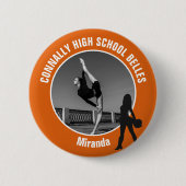 Orange Drill-Team-Foto High School Tänzerin Button (Vorderseite)