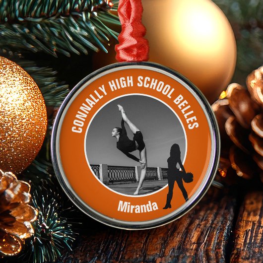 Orange Drill Team Photo Dancer Christmas Ornament Aus Metall