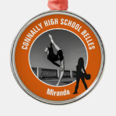 Orange Drill Team Photo Dancer Christmas Ornament Aus Metall (Vorne)