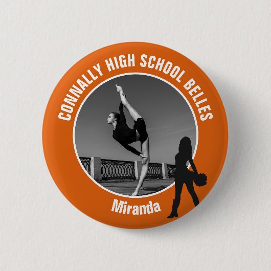 Orange Drill Team Photo High School Dancer Button (Vorderseite)