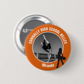 Orange Drill Team Photo High School Dancer Button (Vorne & Hinten)