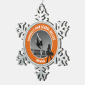 Orange Drill Team Photo High School Dancer Schneeflocken Zinn-Ornament (Rechts)