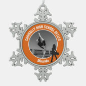 Orange Drill Team Photo High School Dancer Schneeflocken Zinn-Ornament (Vorderseite)