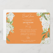 Orange Driving White Hydrangeas Brautparty Einladung (Vorne/Hinten)