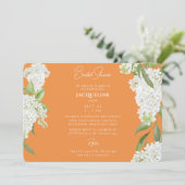 Orange Driving White Hydrangeas Brautparty Einladung (Stehend Vorderseite)