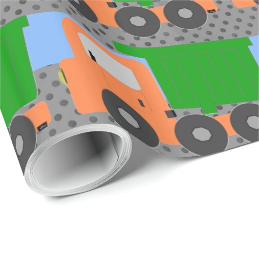 Orange Dump Truck Geschenkpapier (Rolleneckpunkt)
