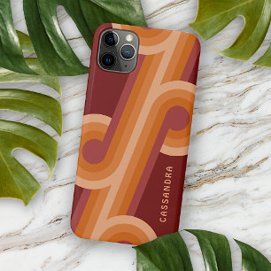 Orange-Dunkel-Maron-Rot-Midcentury-Kunstmuster iPhone 16 Pro Max Hülle