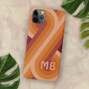 Orange Dunkel Marone Rot Midcentury Art Muster iPhone 16 Pro Max Hülle
